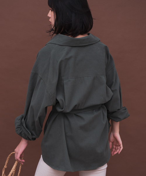 Aunt Marie's（アントマリーズ）の「AUNT MARIE'S ベルト付きサファリシャツ（シャツ/ブラウス・レディース・ブラック/ブラウン/カーキ・FREE）」の22枚目の写真