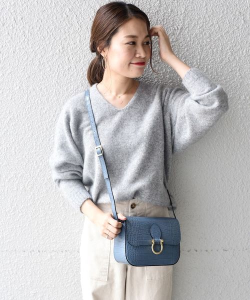 liflattie ships（リフラティ シップス）の「liflattie ships:コクーンVネックプルオーバー◇（ニット/セーター・レディース・グレー/ライトベージュ/ブルー・SMALL/MEDIUM）」の3枚目の写真