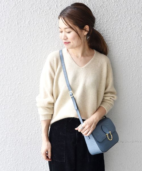 liflattie ships（リフラティ シップス）の「liflattie ships:コクーンVネックプルオーバー◇（ニット/セーター・レディース・グレー/ライトベージュ/ブルー・SMALL/MEDIUM）」の9枚目の写真