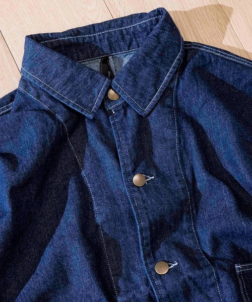 JOHN'S CLOSET(ジョンズクローゼット)の「【i】ビッグシルエット 両胸ポケットGジャン(カバーオール・メンズ・ブラック/ベージュ/ブルー/ワンウォッシュ/ホワイト・MEDIUM/LARGE/X-LARGE)」の14枚目の写真