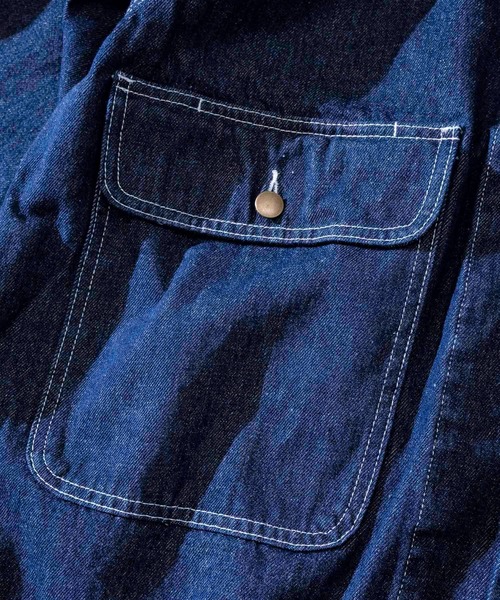 JOHN'S CLOSET(ジョンズクローゼット)の「【i】ビッグシルエット 両胸ポケットGジャン(カバーオール・メンズ・ブラック/ベージュ/ブルー/ワンウォッシュ/ホワイト・MEDIUM/LARGE/X-LARGE)」の13枚目の写真