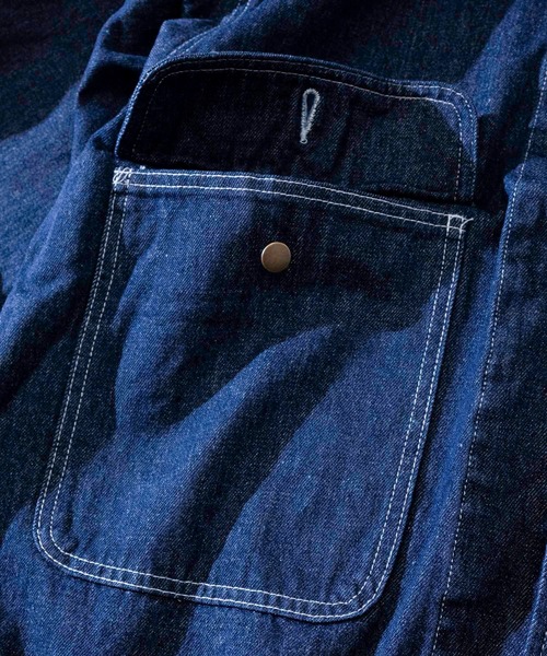 JOHN'S CLOSET(ジョンズクローゼット)の「【i】ビッグシルエット 両胸ポケットGジャン(カバーオール・メンズ・ブラック/ベージュ/ブルー/ワンウォッシュ/ホワイト・MEDIUM/LARGE/X-LARGE)」の12枚目の写真