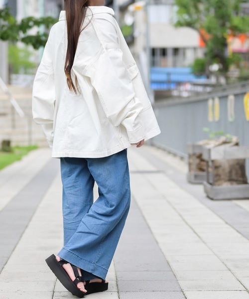 JOHN'S CLOSET(ジョンズクローゼット)の「【i】ビッグシルエット 両胸ポケットGジャン(カバーオール・メンズ・ブラック/ベージュ/ブルー/ワンウォッシュ/ホワイト・MEDIUM/LARGE/X-LARGE)」の19枚目の写真