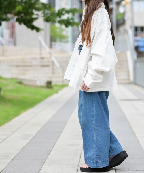 JOHN'S CLOSET(ジョンズクローゼット)の「【i】ビッグシルエット 両胸ポケットGジャン(カバーオール・メンズ・ブラック/ベージュ/ブルー/ワンウォッシュ/ホワイト・MEDIUM/LARGE/X-LARGE)」の18枚目の写真