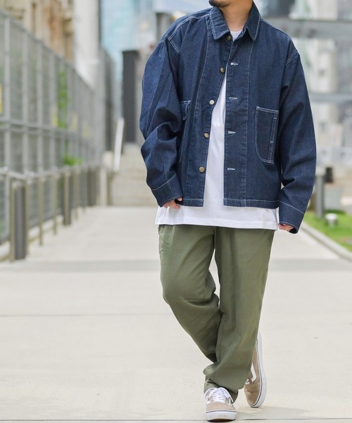 JOHN'S CLOSET(ジョンズクローゼット)の「【i】ビッグシルエット 両胸ポケットGジャン(カバーオール・メンズ・ブラック/ベージュ/ブルー/ワンウォッシュ/ホワイト・MEDIUM/LARGE/X-LARGE)」の20枚目の写真