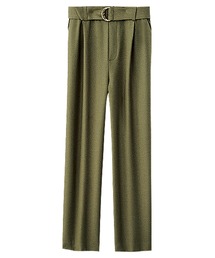 ウーリッシュ素材ベルト付ワイドパンツ61丈