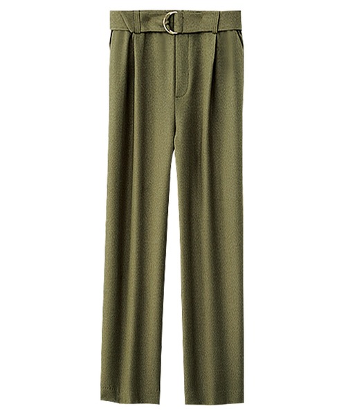 BELLUNA PLUS（ベルーナ）の「ウーリッシュ素材ベルト付ワイドパンツ６１丈（その他パンツ・レディース・キャメル/テラコッタ/カーキ/オリーブ/ベージュ/ネイビー/ブラック/ピンク系その他・SMALL/MEDIUM/LARGE/X-LARGE）」の6枚目の写真
