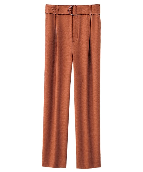BELLUNA PLUS（ベルーナ）の「ウーリッシュ素材ベルト付ワイドパンツ６１丈（その他パンツ・レディース・キャメル/テラコッタ/カーキ/オリーブ/ベージュ/ネイビー/ブラック/ピンク系その他・SMALL/MEDIUM/LARGE/X-LARGE）」の3枚目の写真