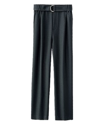 ウーリッシュ素材ベルト付ワイドパンツ61丈