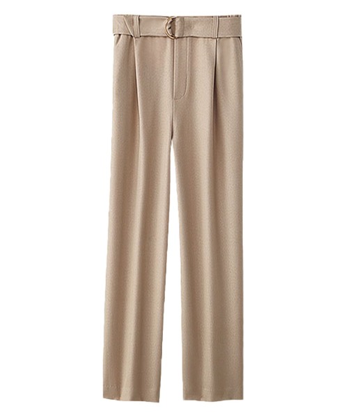 BELLUNA PLUS（ベルーナ）の「ウーリッシュ素材ベルト付ワイドパンツ６１丈（その他パンツ・レディース・キャメル/テラコッタ/カーキ/オリーブ/ベージュ/ネイビー/ブラック/ピンク系その他・SMALL/MEDIUM/LARGE/X-LARGE）」の9枚目の写真