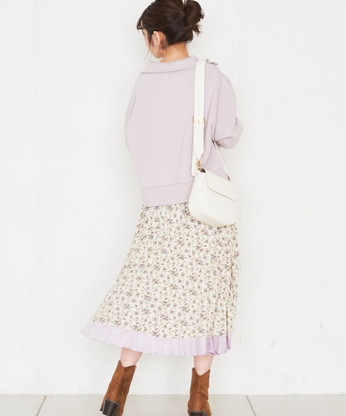 natural couture（ナチュラルクチュール）の「配色サテン柄プリーツスカート（スカート・レディース・ベージュ/オフホワイト/サックスブルー・FREE）」の16枚目の写真
