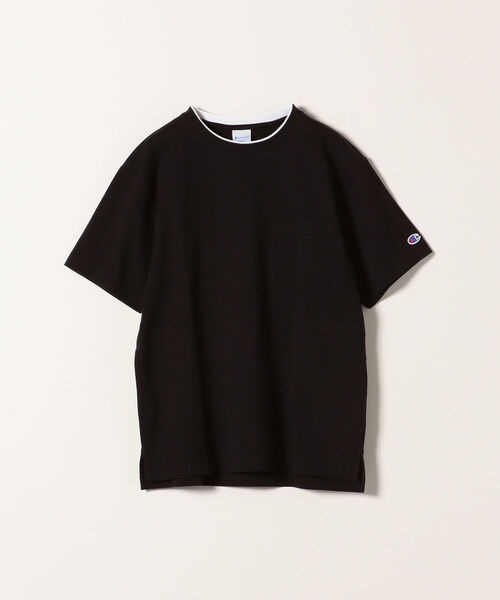 Champion（チャンピオン）の「【SHIPS any別注】Champion:フェイクレイヤーポケットTシャツ（Tシャツ/カットソー・レディース・ブラック/ホワイト/ベージュ/ライトブルー・SMALL）」の3枚目の写真