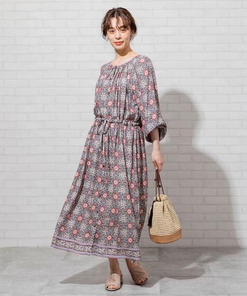 coen（コーエン）の「Market（マーケット）モダールフラワープリントワンピース（ワンピース・レディース・ライトブルー/ダークグレー・FREE）」の20枚目の写真