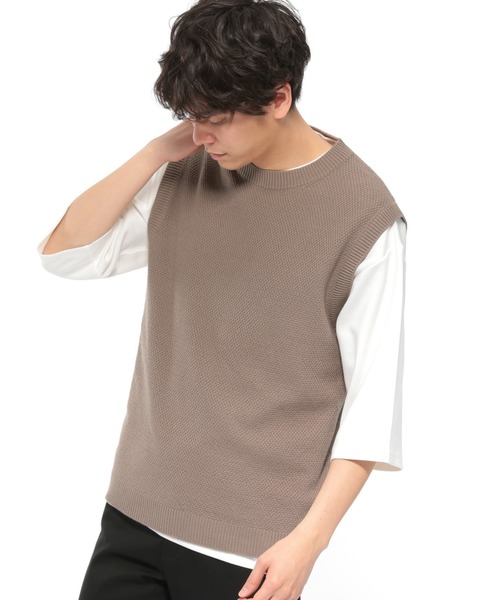 LAKOLE（ラコレ）の「強撚カノコベスト / LAKOLE（ベスト・メンズ・ブラウン/ブルー/サンドグレー・MEDIUM/LARGE）」の2枚目の写真