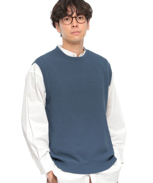 LAKOLE（ラコレ）の「強撚カノコベスト / LAKOLE（ベスト・メンズ・ブラウン/ブルー/サンドグレー・MEDIUM/LARGE）」の3枚目の写真