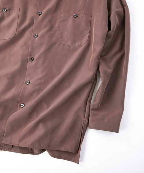 OURET（オーレット）の「レーヨンパウダーポプリン ボックスドルマンワークシャツ（シャツ/ブラウス・メンズ・ブラウン/ブラック/カーキ・3/1/2）」の4枚目の写真