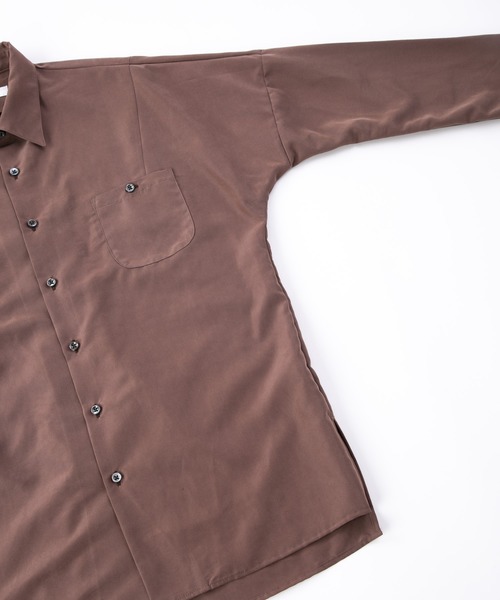 OURET（オーレット）の「レーヨンパウダーポプリン ボックスドルマンワークシャツ（シャツ/ブラウス・メンズ・ブラウン/ブラック/カーキ・3/1/2）」の8枚目の写真
