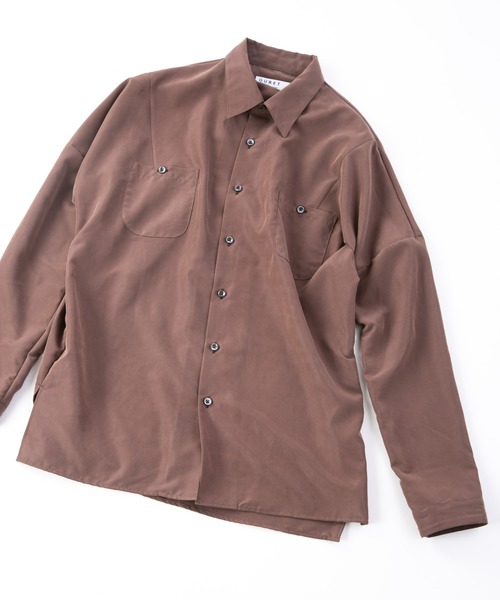 OURET（オーレット）の「レーヨンパウダーポプリン ボックスドルマンワークシャツ（シャツ/ブラウス・メンズ・ブラウン/ブラック/カーキ・3/1/2）」の18枚目の写真