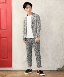 スラブニットテーラードジャケット＆テーパードパンツ セットアップ