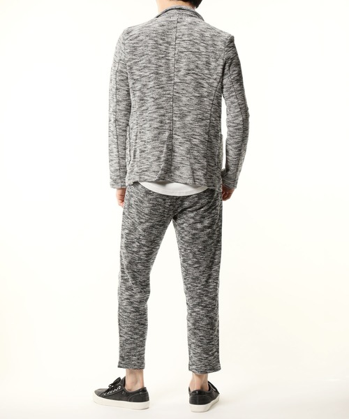 TopIsm（トップイズム）の「スラブニットテーラードジャケット＆テーパードパンツ セットアップ（セットアップ・メンズ・ネイビー/ブラック×ホワイト/グレー×ホワイト・LL/M/L）」の6枚目の写真