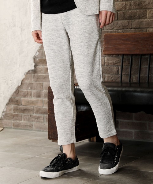 TopIsm（トップイズム）の「スラブニットテーラードジャケット＆テーパードパンツ セットアップ（セットアップ・メンズ・ネイビー/ブラック×ホワイト/グレー×ホワイト・LL/M/L）」の10枚目の写真