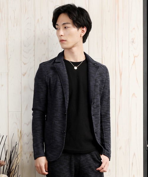 TopIsm（トップイズム）の「スラブニットテーラードジャケット＆テーパードパンツ セットアップ（セットアップ・メンズ・ネイビー/ブラック×ホワイト/グレー×ホワイト・LL/M/L）」の11枚目の写真