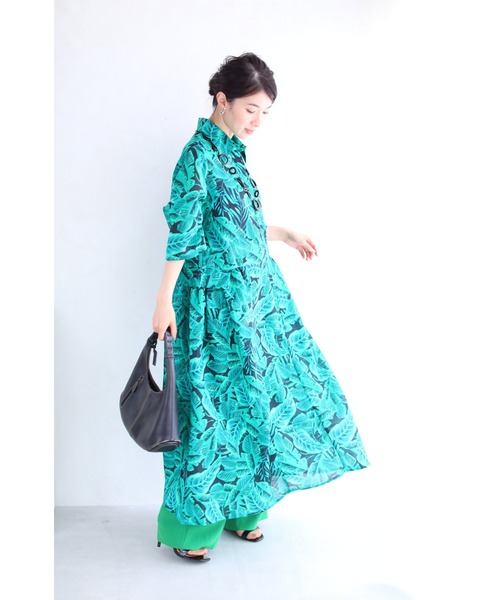 ワンピースふわっとボタニカルなシャツロングワンピース ワンピース Cawaii カワイイ のファッション