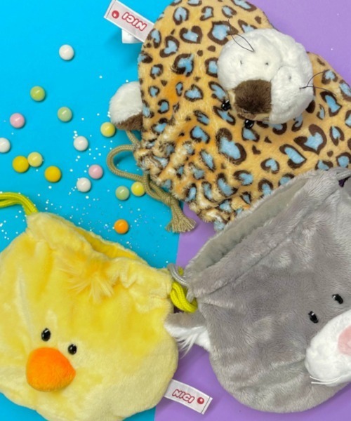 nici（ニキ）の「NICI/フィギュアフェイスポーチ ヒヨコ 巾着袋 もこもこ（ポーチ・レディース・イエロー・ONE SIZE）」の5枚目の写真