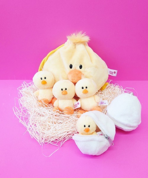NICI/フィギュアフェイスポーチ ヒヨコ 巾着袋 もこもこ（ポーチ