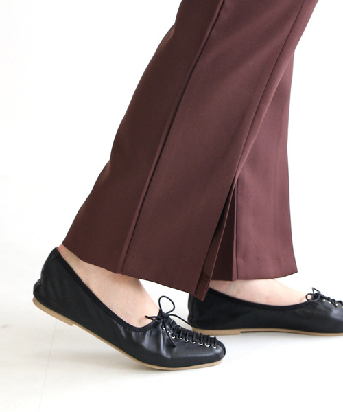 AmiAmi（アミアミ）の「レースアップギャザーバレエシューズ（バレエシューズ・レディース・ブラック/ブラウン/アイボリー/シルバー・L/LL/M/S）」の14枚目の写真