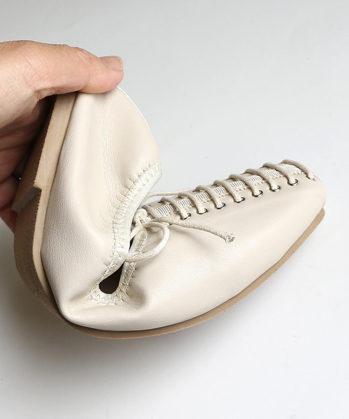 AmiAmi（アミアミ）の「レースアップギャザーバレエシューズ（バレエシューズ・レディース・ブラック/ブラウン/アイボリー/シルバー・L/LL/M/S）」の11枚目の写真