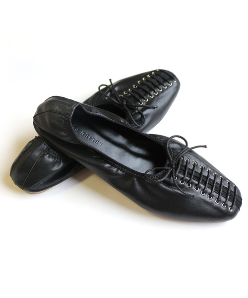 AmiAmi（アミアミ）の「レースアップギャザーバレエシューズ（バレエシューズ・レディース・ブラック/ブラウン/アイボリー/シルバー・L/LL/M/S）」の19枚目の写真