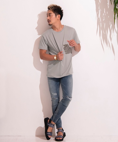 #Re:room（リルーム）の「ツイストリブRe:ワンポイントTシャツ（Tシャツ/カットソー・メンズ・ホワイト/チャコール/カーキ・SMALL/MEDIUM/LARGE）」の4枚目の写真