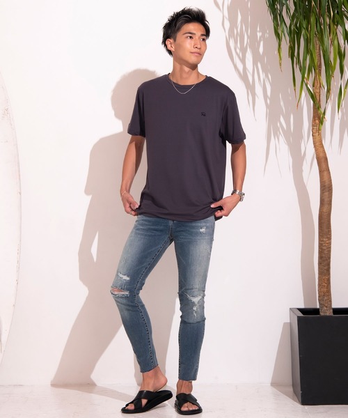 #Re:room（リルーム）の「ツイストリブRe:ワンポイントTシャツ（Tシャツ/カットソー・メンズ・ホワイト/チャコール/カーキ・SMALL/MEDIUM/LARGE）」の19枚目の写真