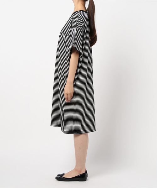 AMERICAN HOLIC(アメリカンホリック)の「ポケット付き5分袖ボーダーカットワンピース *(ワンピース・レディース・ブラック系その他4/ブルー系その他2/イエロー系その他2・M/L)」の5枚目の写真