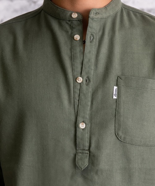 #Re:room（リルーム）の「スタンドカラープルオーバービッグシャツ（シャツ/ブラウス・メンズ・カーキ/ホワイト/ナチュラル・SMALL/MEDIUM）」の6枚目の写真