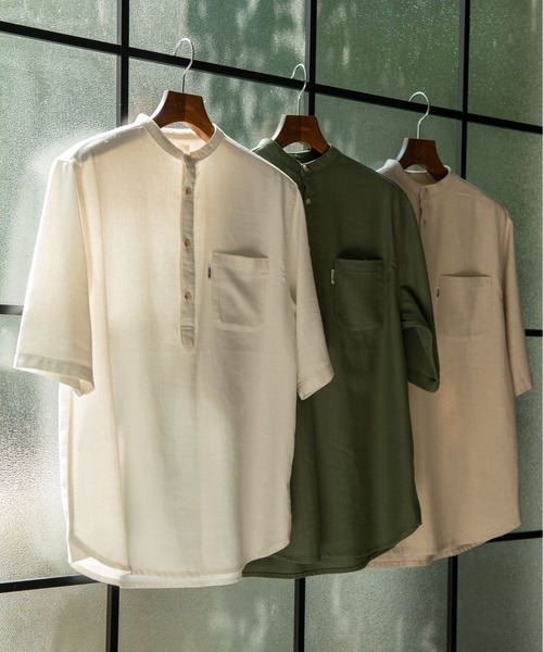 #Re:room（リルーム）の「スタンドカラープルオーバービッグシャツ（シャツ/ブラウス・メンズ・カーキ/ホワイト/ナチュラル・SMALL/MEDIUM）」の21枚目の写真