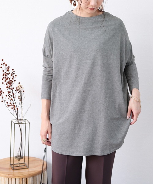 reca（レカ）の「変形ドルマンカットソー（チュニック・レディース・ホワイト/ブラック/杢グレー・ONE SIZE）」の3枚目の写真