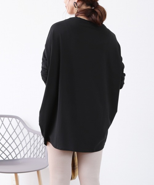 reca（レカ）の「変形ドルマンカットソー（チュニック・レディース・ホワイト/ブラック/杢グレー・ONE SIZE）」の9枚目の写真