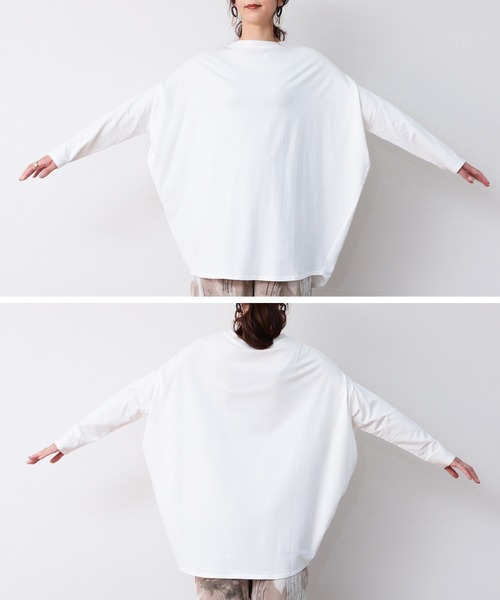 reca（レカ）の「変形ドルマンカットソー（チュニック・レディース・ホワイト/ブラック/杢グレー・ONE SIZE）」の19枚目の写真