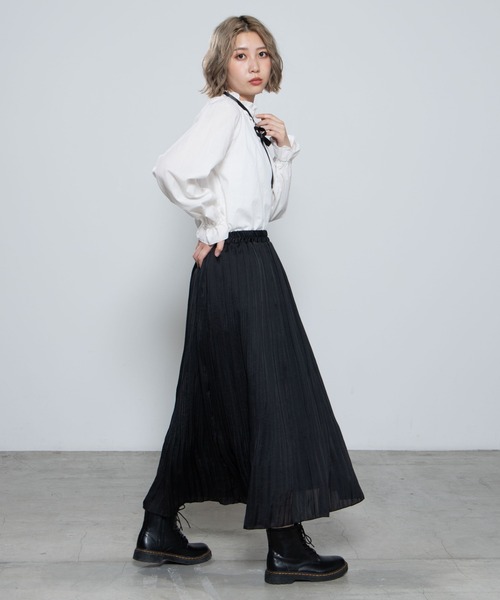 WEGO（ウィゴー）の「WEGO/サテンプリーツロングスカート（スカート・レディース・ブラック/パープル・FREE）」の10枚目の写真