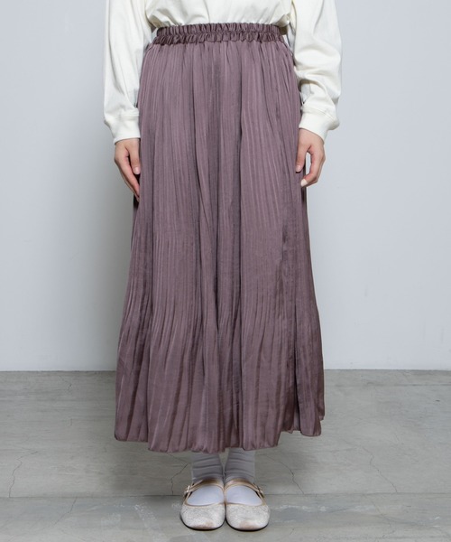 WEGO（ウィゴー）の「WEGO/サテンプリーツロングスカート（スカート・レディース・ブラック/パープル・FREE）」の9枚目の写真