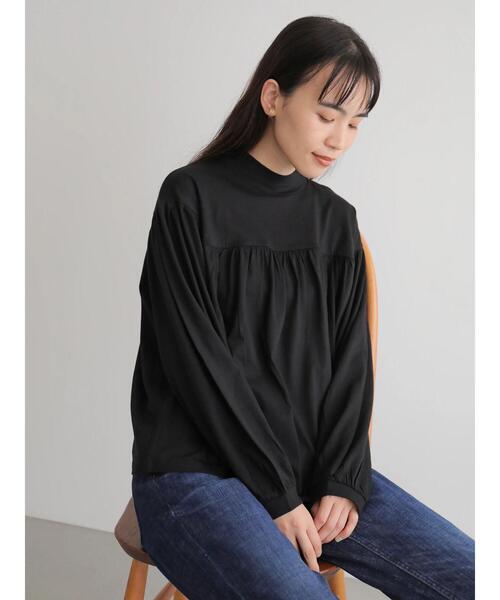 AMERICAN HOLIC(アメリカンホリック)の「ハイネックギャザーカットプルオーバー *(Tシャツ/カットソー・レディース・ベージュ/オフホワイト/ブラック・FREE)」の4枚目の写真