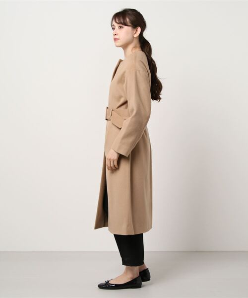 NARACAMICIE（ナラカミーチェ）の「ウールビーバークルーネックコート（ダウンジャケット/コート・レディース・ベージュ/ブラック・MEDIUM）」の11枚目の写真