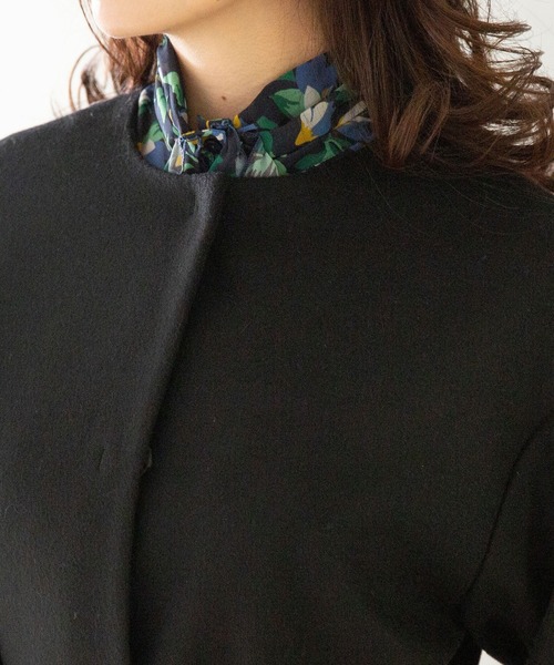 NARACAMICIE（ナラカミーチェ）の「ウールビーバークルーネックコート（ダウンジャケット/コート・レディース・ベージュ/ブラック・MEDIUM）」の6枚目の写真