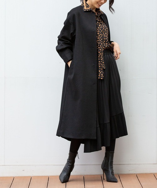 NARACAMICIE（ナラカミーチェ）の「ウールビーバークルーネックコート（ダウンジャケット/コート・レディース・ベージュ/ブラック・MEDIUM）」の22枚目の写真