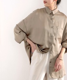 classicalelf | 艶々サテンが上品。ヴィンテージサテンオーバーサイズレギュラーカラーシャツ(シャツ/ブラウス)