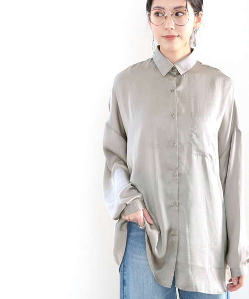 ebure クラッシーコットンサテンビッグシルエットシャツ ebure クラッシーコットンサテンビッグシルエットシャツ - メルカリ