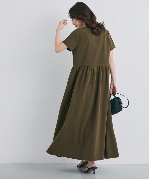 coca（coca）（コカ）の「エンボス加工半袖ギャザーフレアーワンピース（ワンピース・レディース・ブラック/カーキ・ONE SIZE）」の16枚目の写真