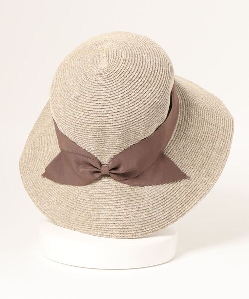 Q(キュー)の「軽量リボンキャペリン(ハット・レディース・ダークブラウン/キャメル・ONE SIZE)」の3枚目の写真